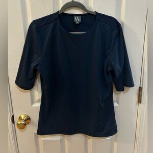 Blue Fitted Short Sleeve Top